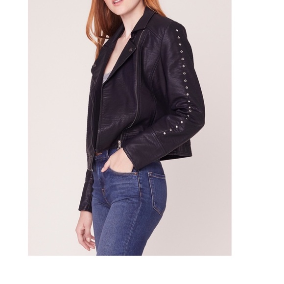 Jack Womens Muffin Ripple Vegan Leather Moto with Stud Details